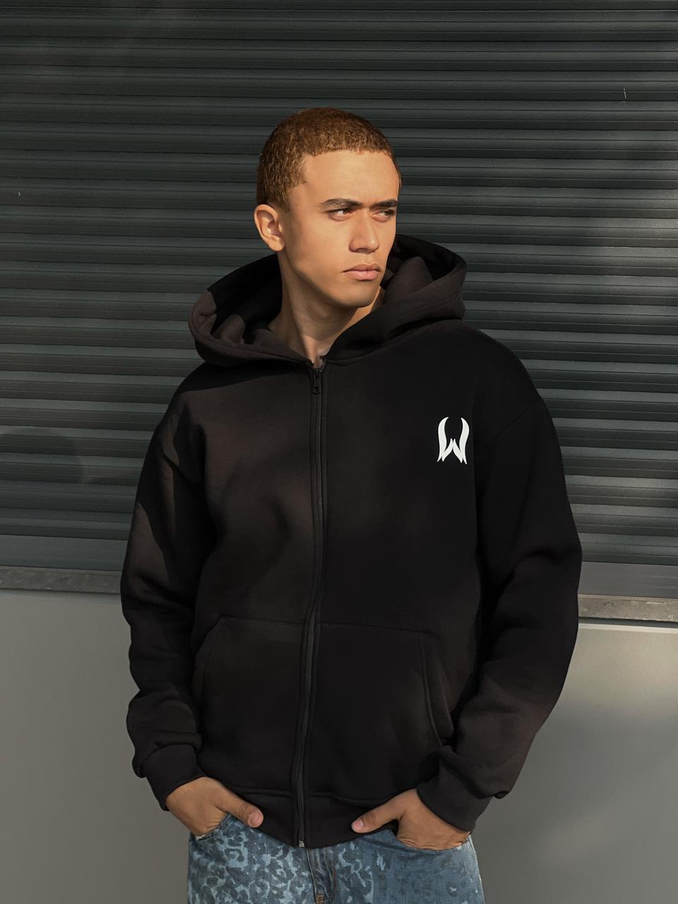 black zipper hoodie