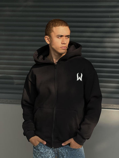 black zipper hoodie