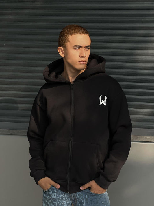 black zipper hoodie