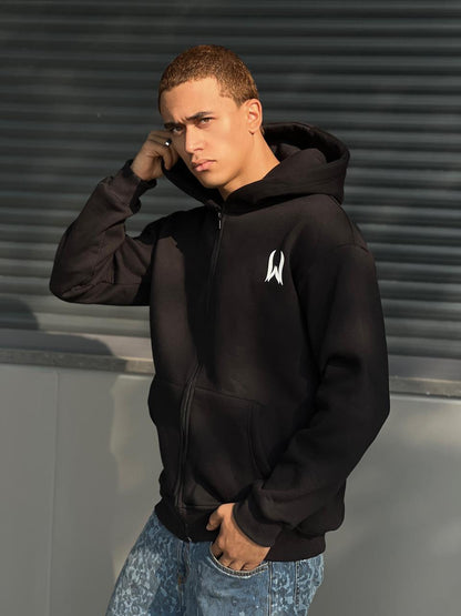 black zipper hoodie
